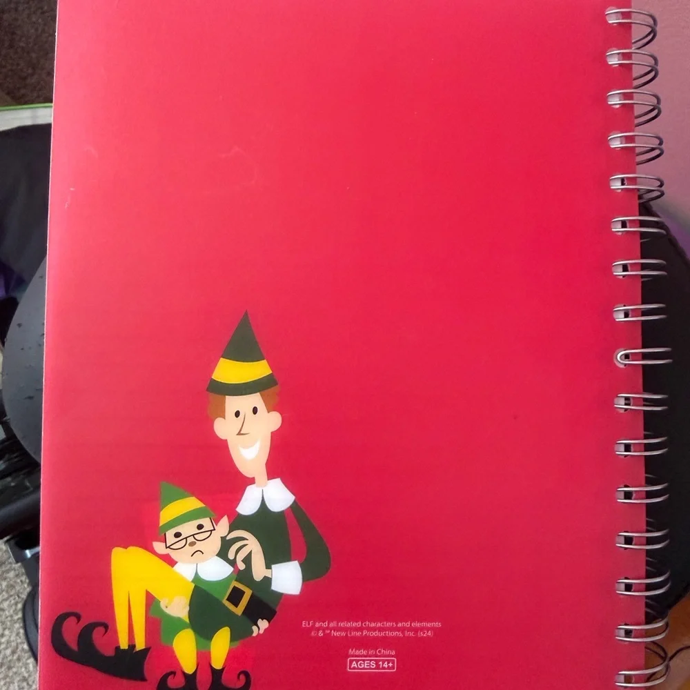 Festive Elf Red Spiral Notebook